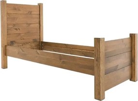 Rustikálna jednolôžková drevená posteľ z masívu, 90x200x130 cm