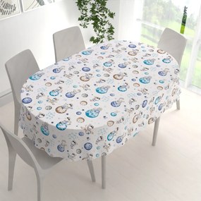 Biante Detský bavlnený oválny obrus Sandra SA-644 Malý modrý princ na bielom 120x140 cm