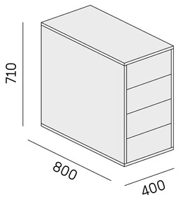 PLAN Kancelársky prístavný kontajner BLOCK Wood, 4 zásuvky, dub prírodný