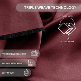 Záves AmeliaHome Blackout s priechodkami 140x270 cm vínový