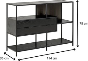 Knihovna Seaford III 114 cm černá