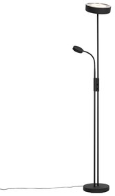 Stojaca lampa čierna vrátane LED a stmievača so svetlom na čítanie - Kelso