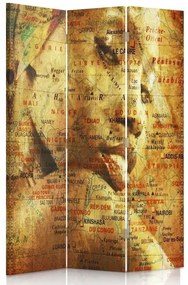 Ozdobný paraván Žena Retro karta - 110x170 cm, trojdielny, obojstranný paraván 360°