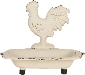Béžová antik liatinová mydlenka s kohútom - 16*12*14 cm