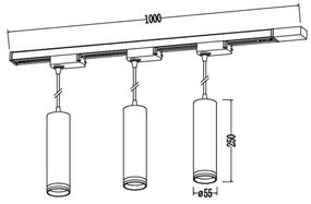 Závesné svietidlo na lankách v lištovom systéme PIPE 3xGU10/10W/230V biele