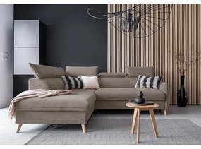 Svetlohnedá zamatová rozkladacia rohová pohovka (ľavý roh) Sweet Harmony – Miuform