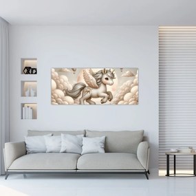 Obraz - Jednorožec v oblakoch (120x50 cm)