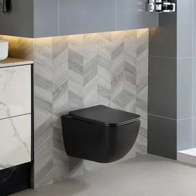 BPS-koupelny Závesná WC misa so SoftClose sedadlom HYD-6837, čierna matná