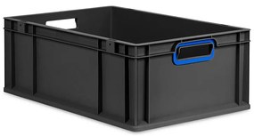 Sada 4 kusov - Eurobox Next Gen 2.0 Cycle - Stohovateľný kontajner s otvorenými rukoväťami - Modrý - 600 x 400 x 220 mm - Antracit