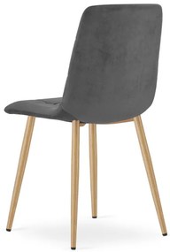 Set štyroch jedálenských stoličiek KARA zamatové, tmavosivé / hnedé nohy (4 ks)