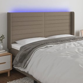 Čelo postele s LED sivohnedé 183x16x118/128 cm látka 3124206