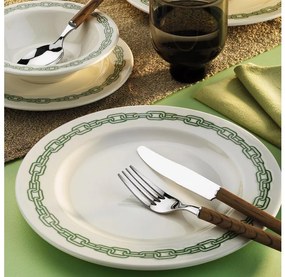 24-dielna jedálenská súprava biela/zelená/porcelán