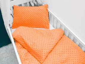 Biante Detské posteľné obliečky do postieľky Minky 3D bodky MKP-022 Oranžové Do postieľky 100x135 a 40x60 cm