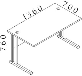 Stôl Visio LUX 136 x 70 cm, orech
