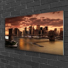 Skleneny obraz Mesto brooklynský most 140x70 cm