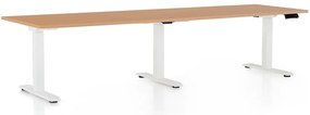 Výškovo nastaviteľný stôl OfficeTech Long, 260 x 80 cm, biela podnož, buk