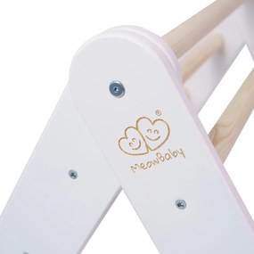 Biely pikler trojuholník z borovicového dreva 60x60x60 cm Montessori – Meowbaby