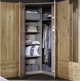 Rohová šatníková skriňa Case, dub artisan%