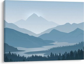 Obraz - Hory pohľadom grafika (70x50 cm)
