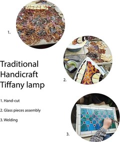 Závesné zelené svietidlo Tiffany Tremblay - Ø 50x135 cm E27/max 1x60W