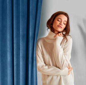 ZATEMŇOVACÍ ZÁVES NA KRÚŽKOCH ROSA 140X250 CM NÁMORNÍCKA MODRÁ