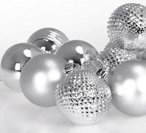 Sada vianočných závesných dekorácií ESTRELLA strieborná (66 ks)