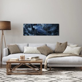 Obraz - Havran (s hodinami) (90x30 cm)