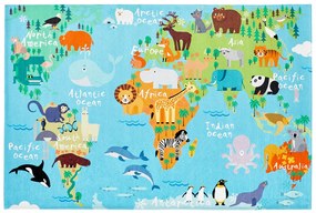 Obsession, Detský kusový koberec Torino kids 233 WORLD MAP, 80x120, viacfarebná, detská izba