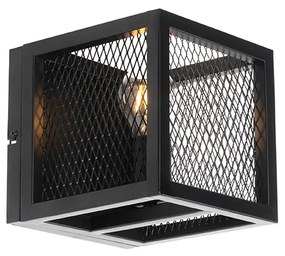 Priemyselná nástenná lampa čierna - Cage Mesh