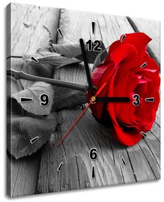 Gario Obraz s hodinami Červená ruža Veľkosť: 30 x 30 cm