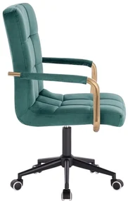 LuxuryForm DESIGN Stolička VERONA GOLD VELUR na čiernej podstave s kolieskami - zelená