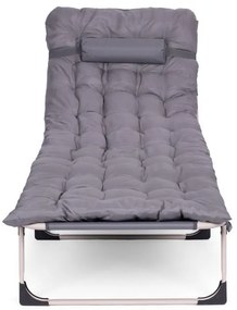 Polohovateľné skladacie lehátko s poduškou sivej farby