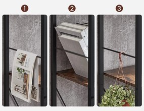 Knižnica, 5 úrovňová polica na knihy, rustikálna hnedá