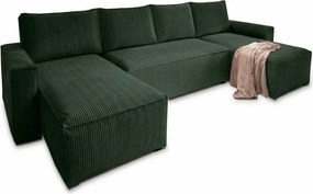 AKCIA Tmavozelená sedacia súprava do U SMART COSARO 295x140 cm II. akosť
