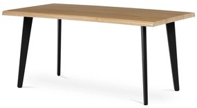 Autronic - Stůl jídelní, 160x90x75 cm, MDF deska, dekor divoký dub, kov, černý lak - HT-F4416 OAK AKCE