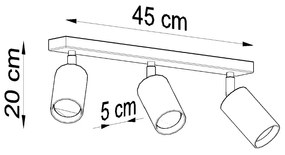 Bodové svietidlo Berg, 3x drevené tienidlo, (možnosť polohovania)