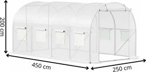 Springos Záhradný skleník / fóliovník 4 × 2,5 × 2 m GT0009 UV-4, 140 g/m²