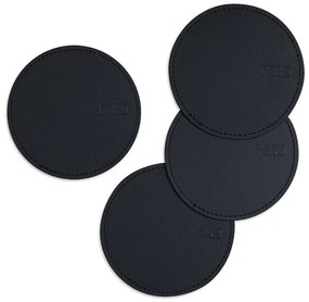 Podtácok 10cm, recyklovaná koža / čierny
