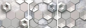 Obraz 3D abstrakcie (s hodinami) (90x30 cm)