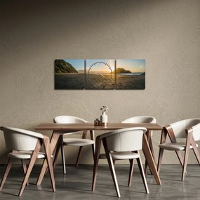 Obraz pláže (s hodinami) (90x30 cm)