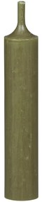 Zelená olivová úzka krátka sviečka Short dinner olive - Ø 2*11cm / 4.5h