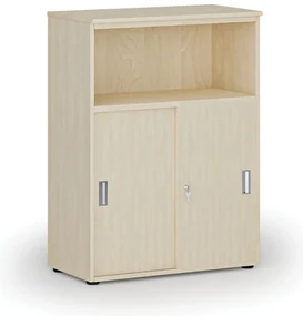 Kombinovaná kancelárska skriňa so zásuvnými dverami PRIMO WOOD, 800 x 420 x 1087 mm, breza