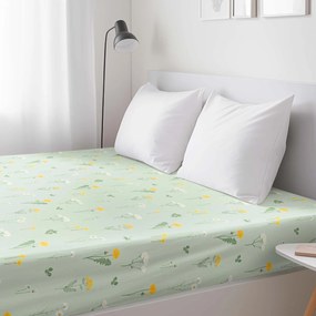 Goldea bavlnená napínacia plachta - lúka na zelenej režnej 80 x 200 cm