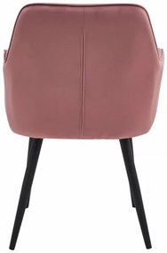 Set dvoch jedálenských stoličiek JORK zamatové, ružové (čierne nohy) 2 ks