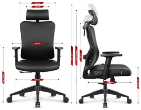 Ergonomická kancelárska stolička HC-1041 – čierna, s nastaviteľnou opierkou hlavy a bedier
