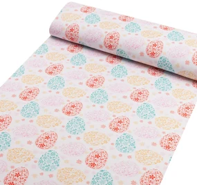 Biante Veľkonočný teflónový behúň na stôl TF-106 Farebné kraslice na bielom 35x140 cm