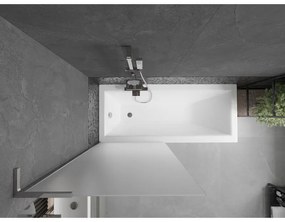 Mexen Next L, 1-krídlová vaňová zástena 80 x 150 cm, 6mm sklo námraza, chrómový profil, 895-080-000-03-30-01