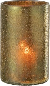 Zlatý vysoký sklenený svietnik s pieskovým efektom – 12*12*20 cm