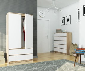 Šatníková skriňa Star 90 cm dub sonoma/biela