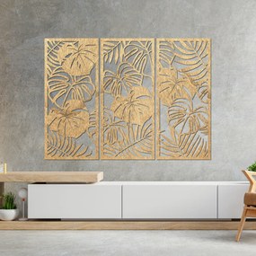 SENTOP | Trojdielny obraz na stenu s listom monstera 3D dekorácia | SENTOP PR0533